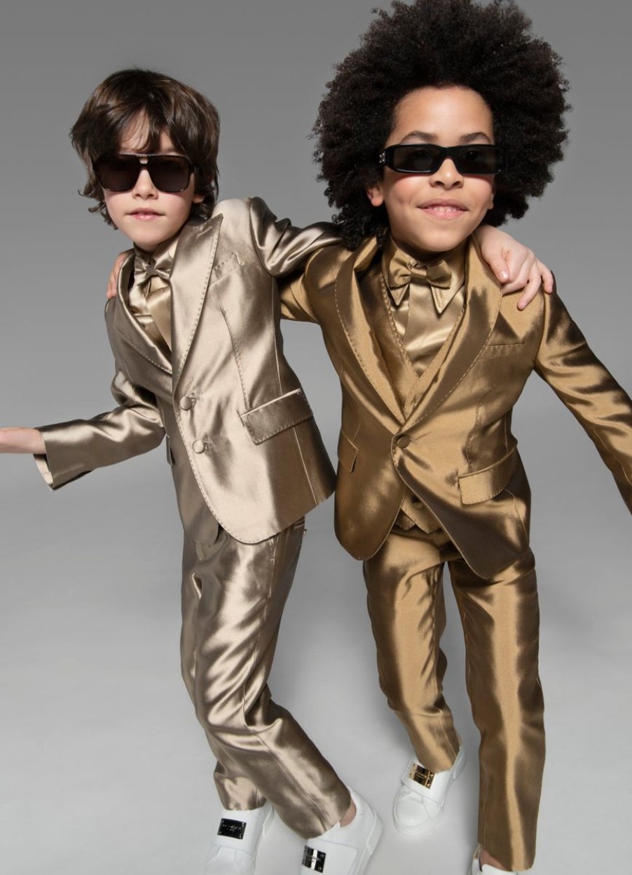 Boys Dolce & Gabbana Kids Coats & Jackets | Boys Silk Blazer In Gold