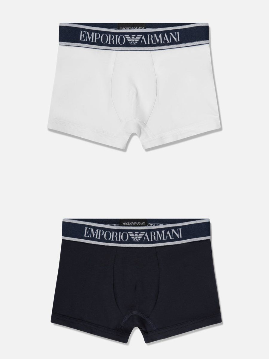 Boys Emporio Armani Underwear | Boys 2 Pack Boxer Shorts Set In Navy