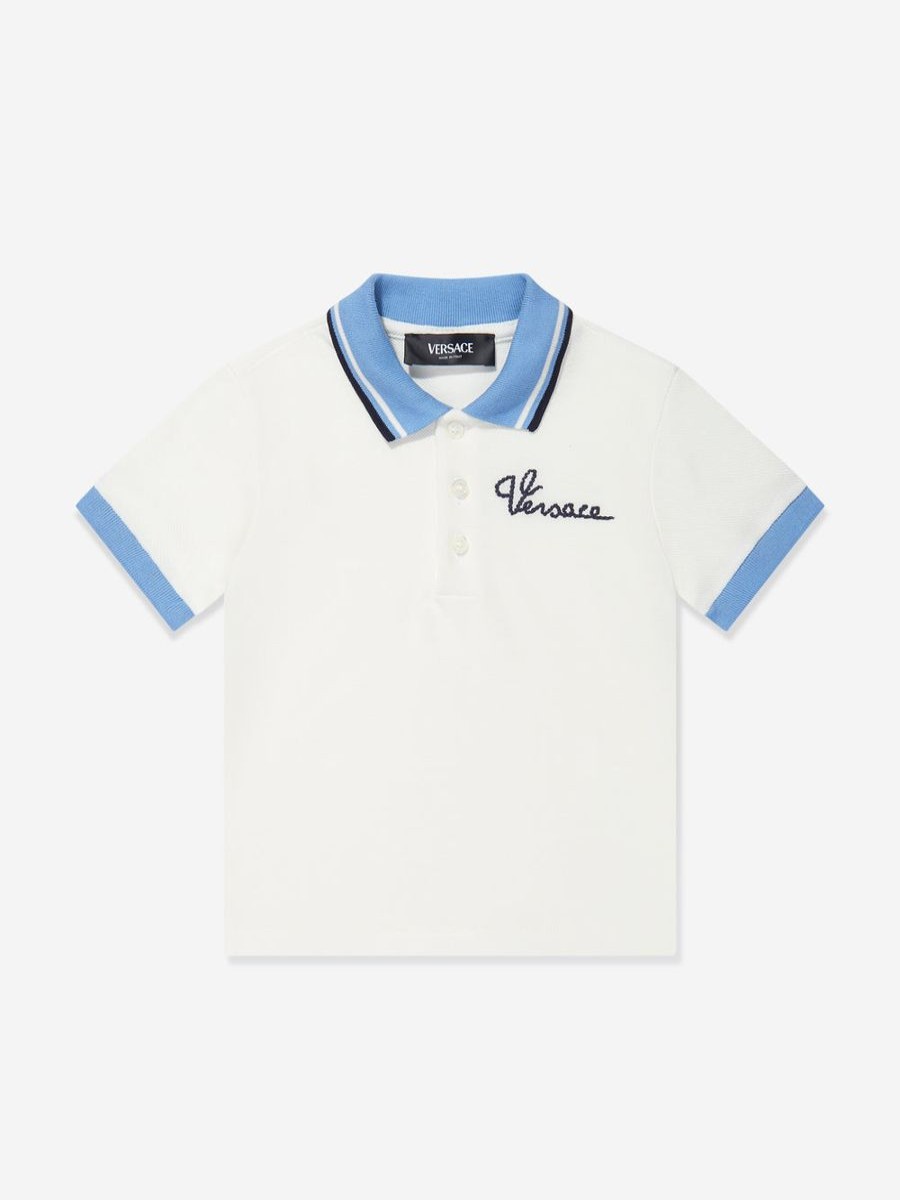 Boys Versace T-Shirts & Tops | Baby Boys Logo Polo Shirt In White