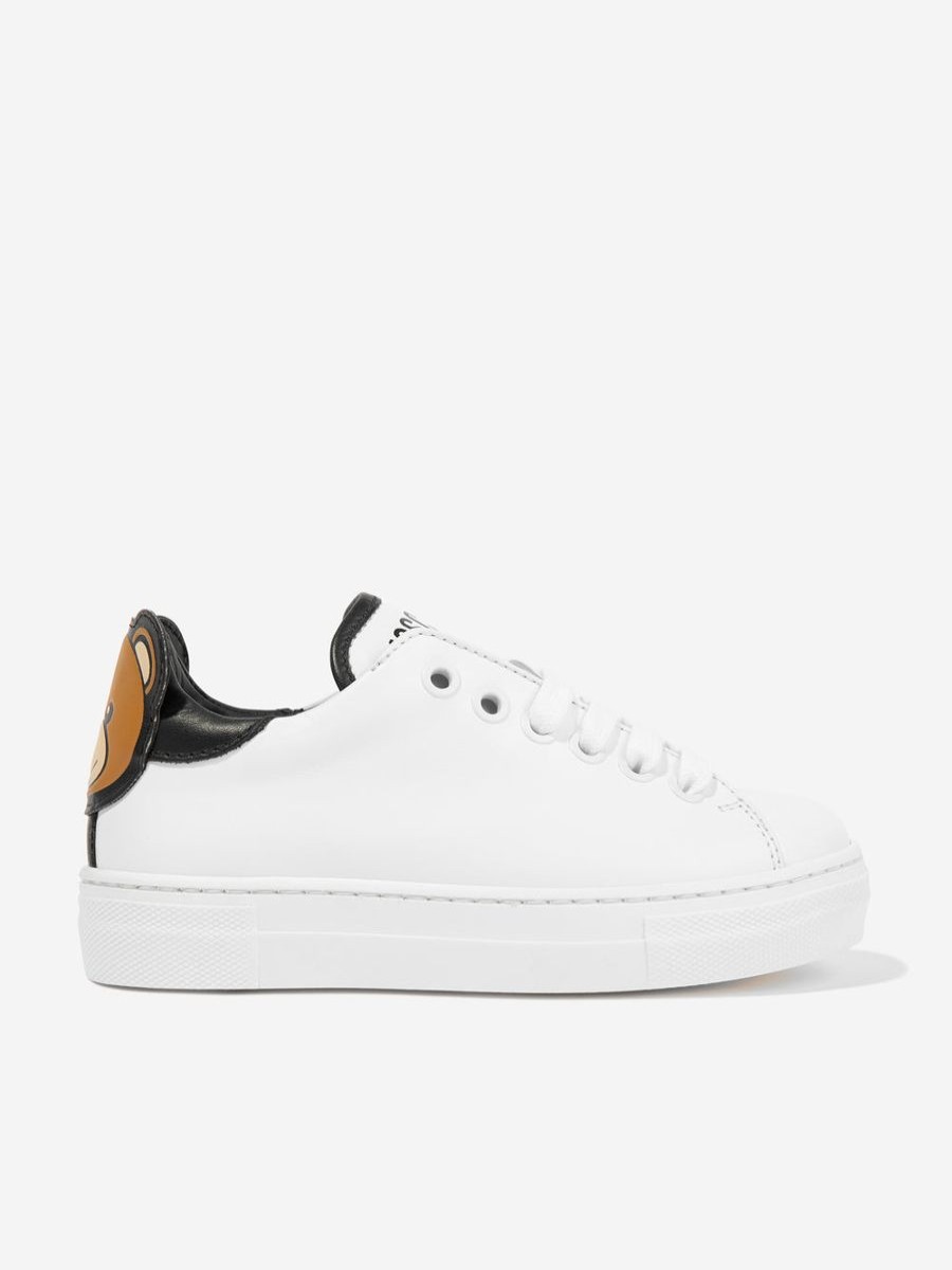 Boys Moschino Kids Sneakers | Kids Leather Teddy Bear Trainers In White