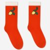 Boys Mini Rodini Socks | Kids Lemons Scallop Socks In Red