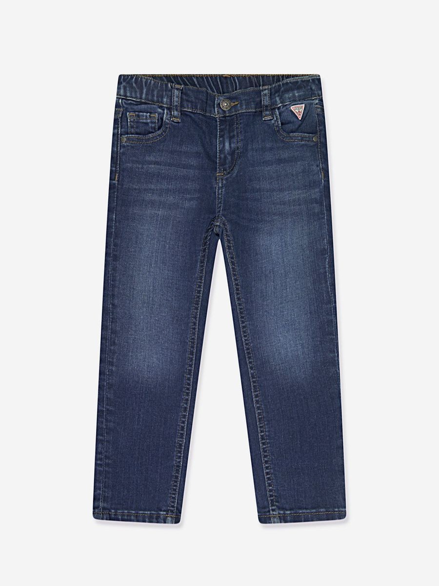 Boys Guess Jeans | Boys Embroidered Bear Jeans In Blue