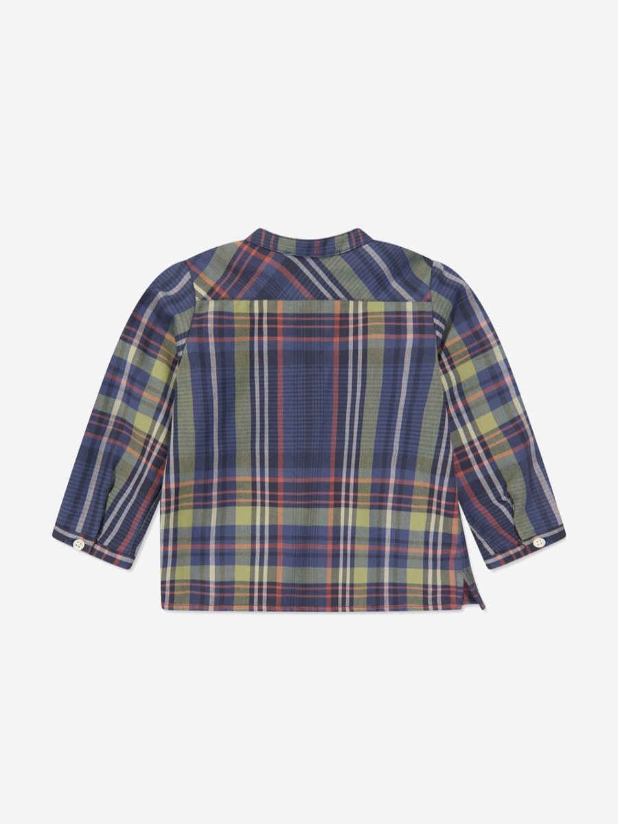 Boys Bonpoint Shirts | Baby Boys Polisson Tartan Shirt In Navy