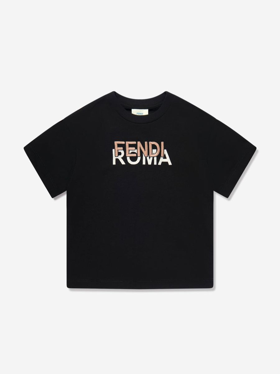 Girls Fendi Kids Tops & T-Shirts | Kids Logo T-Shirt In Black