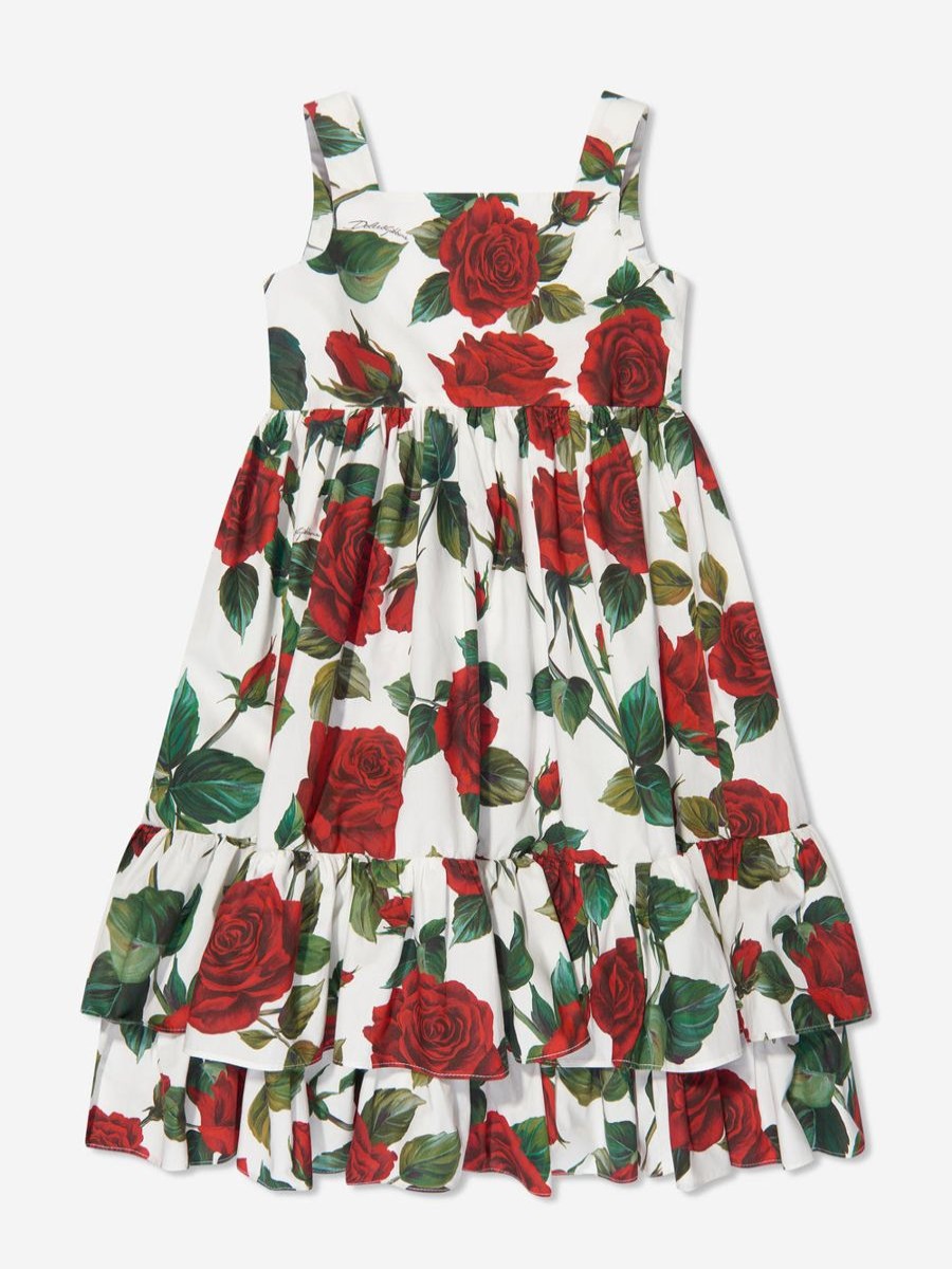 Girls Dolce & Gabbana Kids Dresses | Girls Rose Print Dress In White