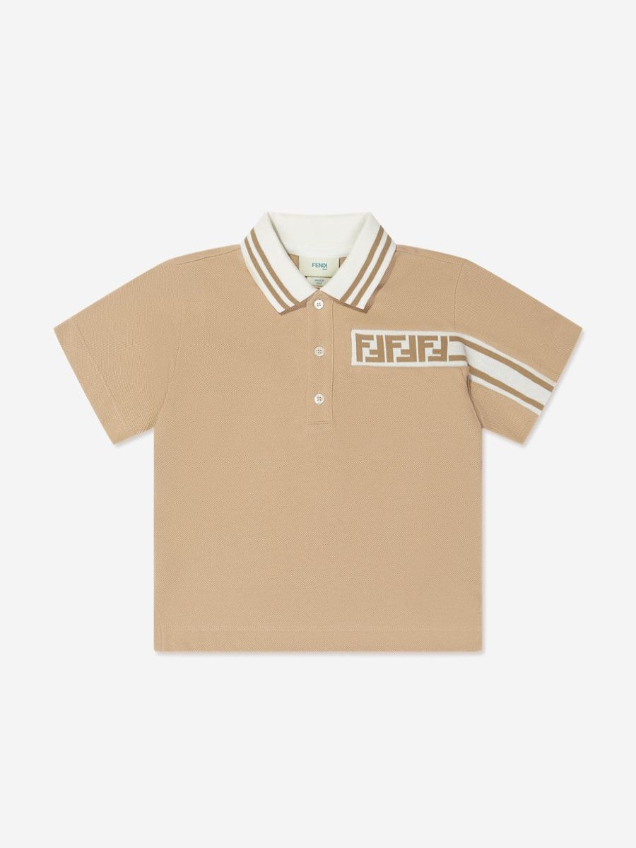 Boys Fendi Kids T-Shirts & Tops | Boys Ff Logo Polo Shirt In Beige