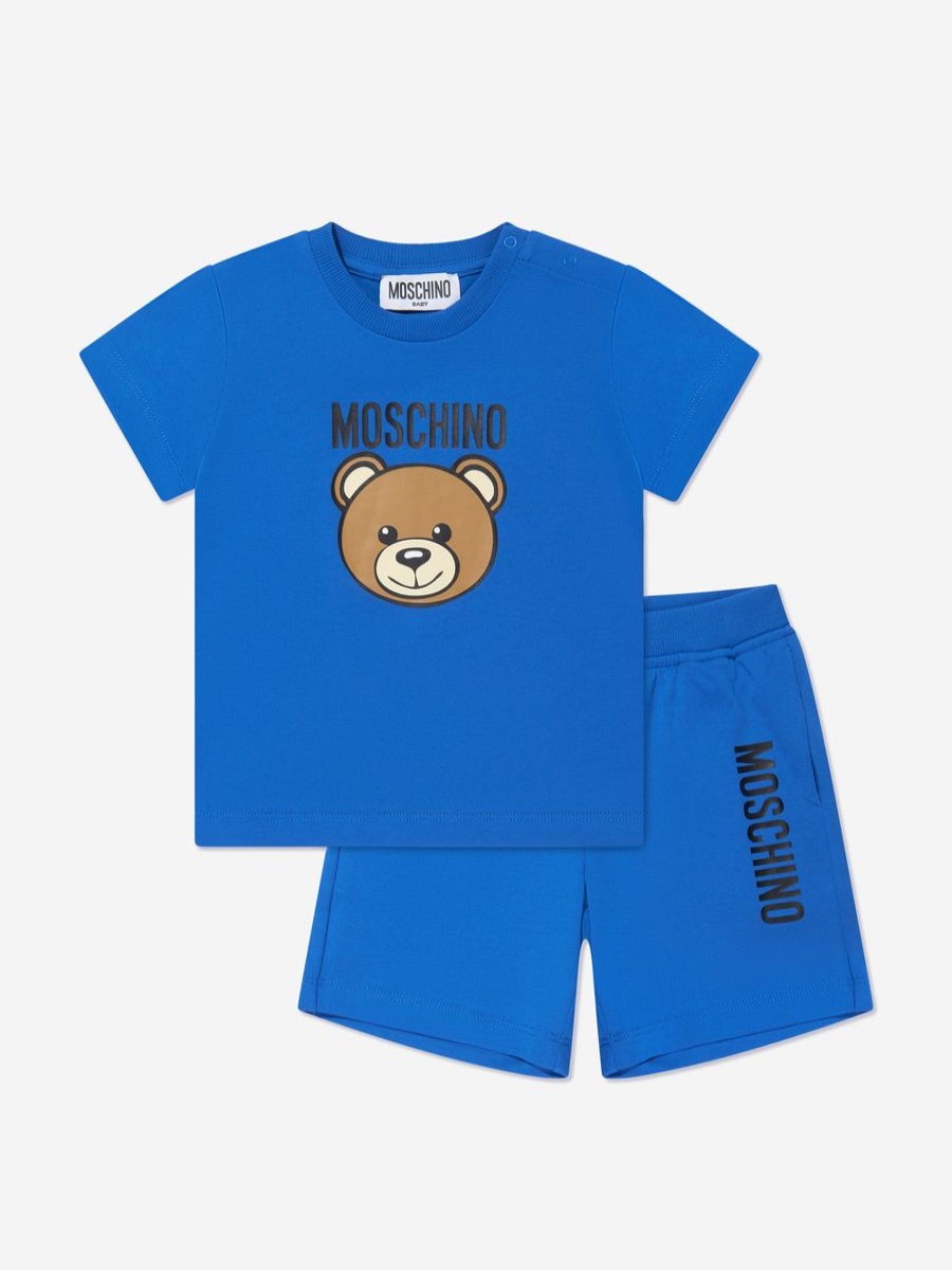 Boys Moschino Kids Shorts | Baby Teddy Logo Short Set In Blue