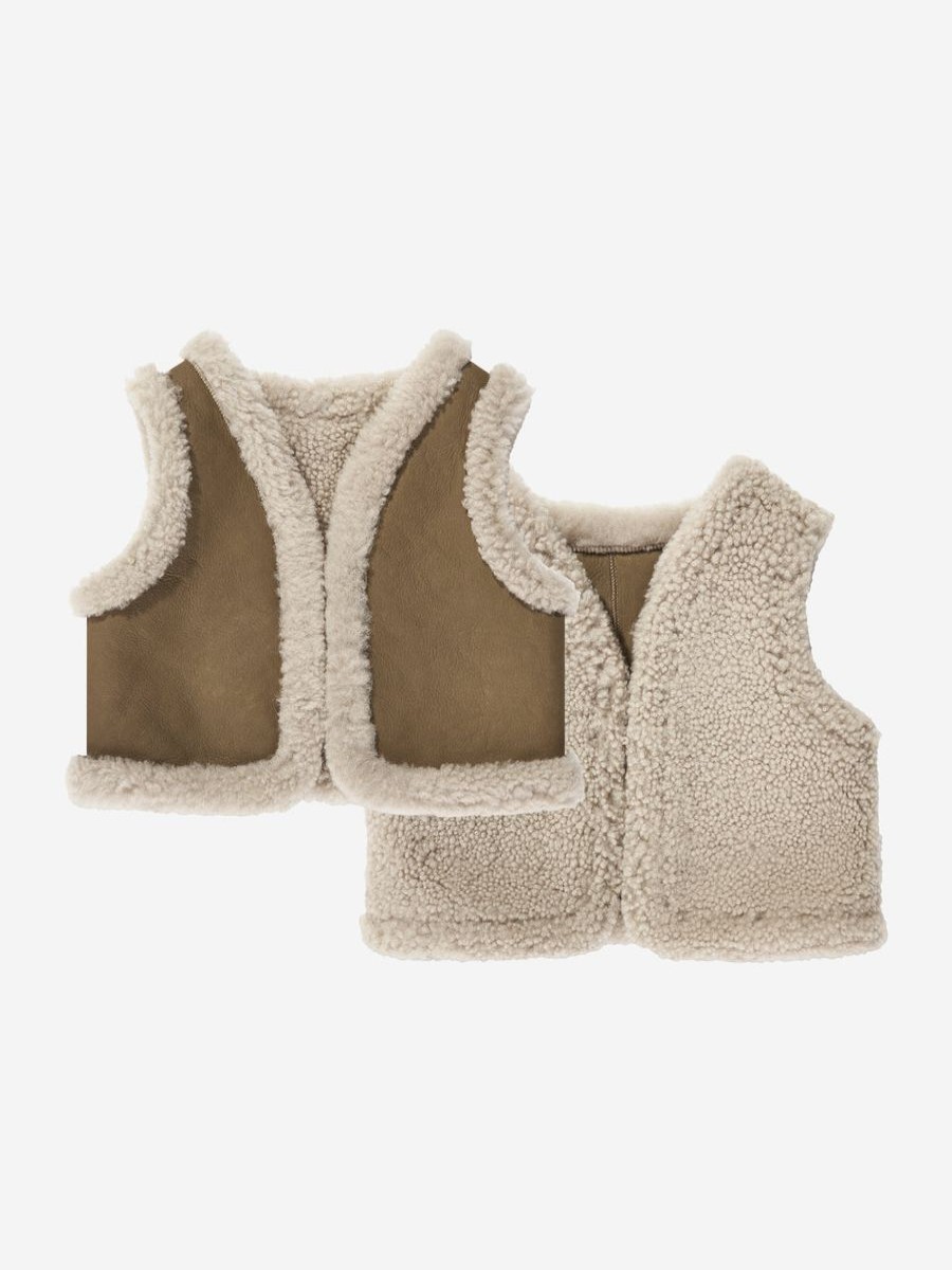 Boys Bonpoint Coats & Jackets | Baby Barra Faux Shearling Gilet In Brown