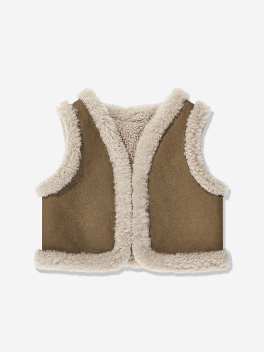 Boys Bonpoint Coats & Jackets | Baby Barra Faux Shearling Gilet In Brown