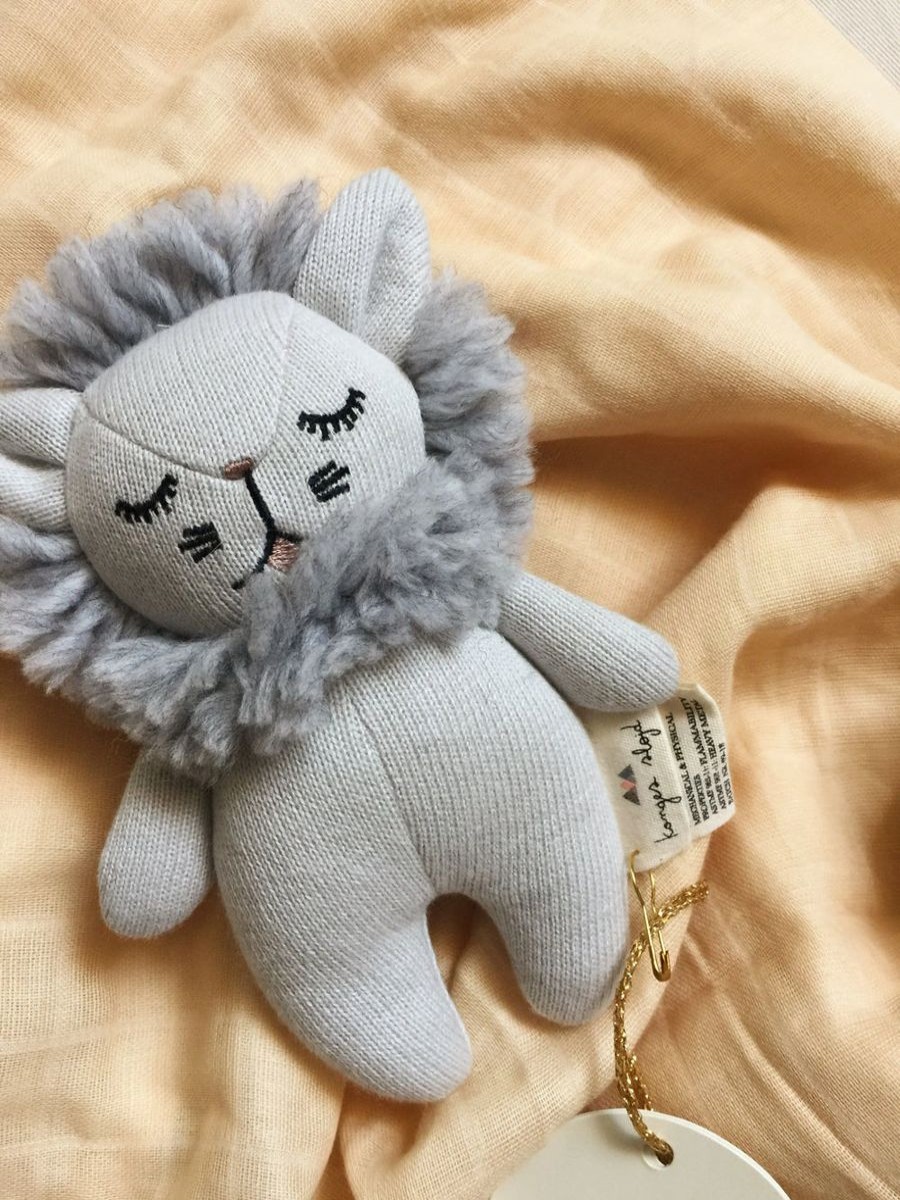 Baby Konges Slojd Toys | Baby Mini Lion Soft Toy In Grey