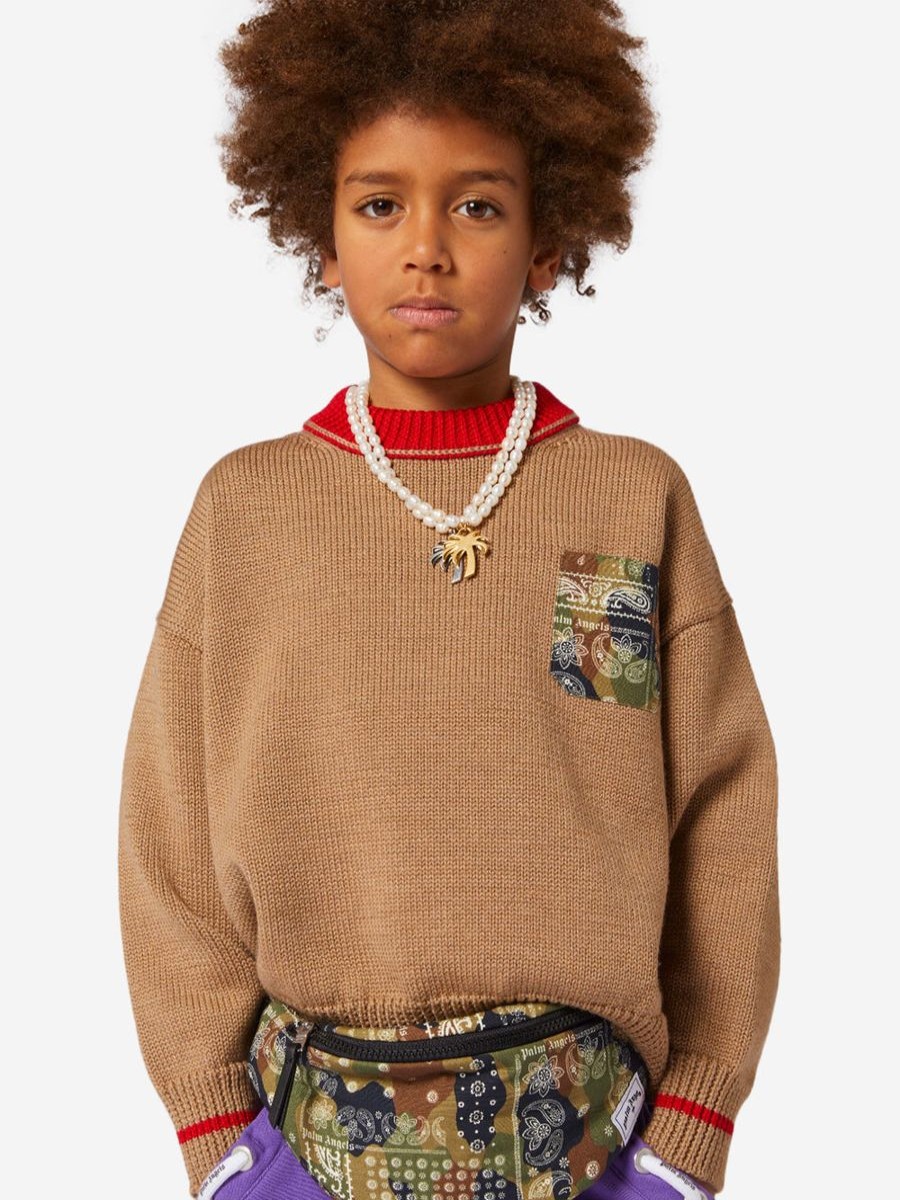 Boys Palm Angels Jumpers & Cardigans | Boys Palm Brush Camo Jumper In Beige