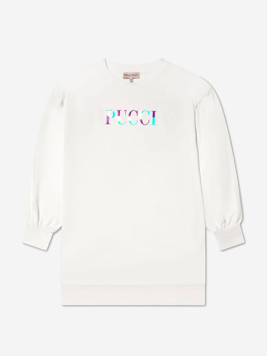 Girls Emilio Pucci Dresses | Emilio Pucci - Girls Iridescent Logo Sweater Dress | Childsplay Clothing