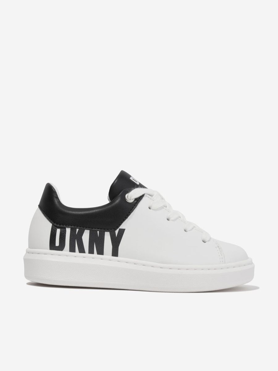 Boys DKNY Sneakers | Kids Leather Logo Trainers In White