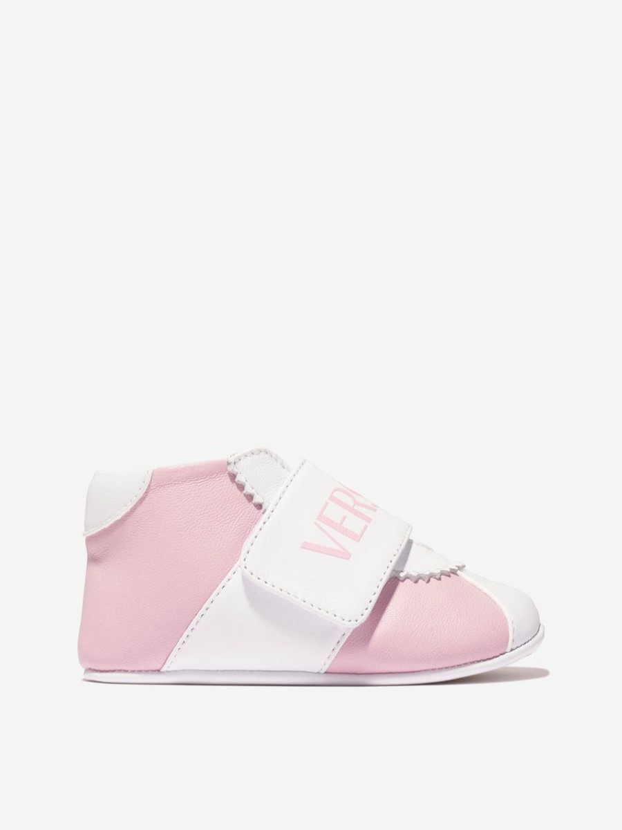 Baby Versace Shoes | Baby Girls Leather Pre Walker Trainers In Pink