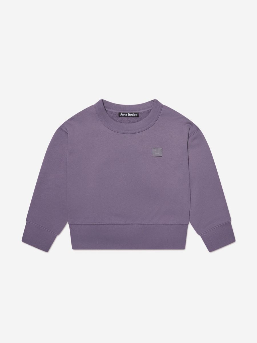 Boys Acne Studios Sweatshirts & Hoodies | Kids Mini Fairah Face Sweatshirt In Purple