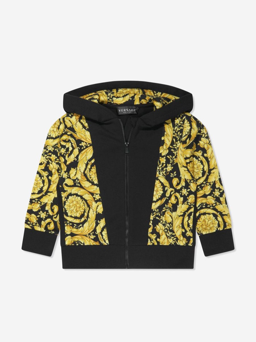 Boys Versace Sweatshirts & Hoodies | Boys Barocco Zip Up Top In Black