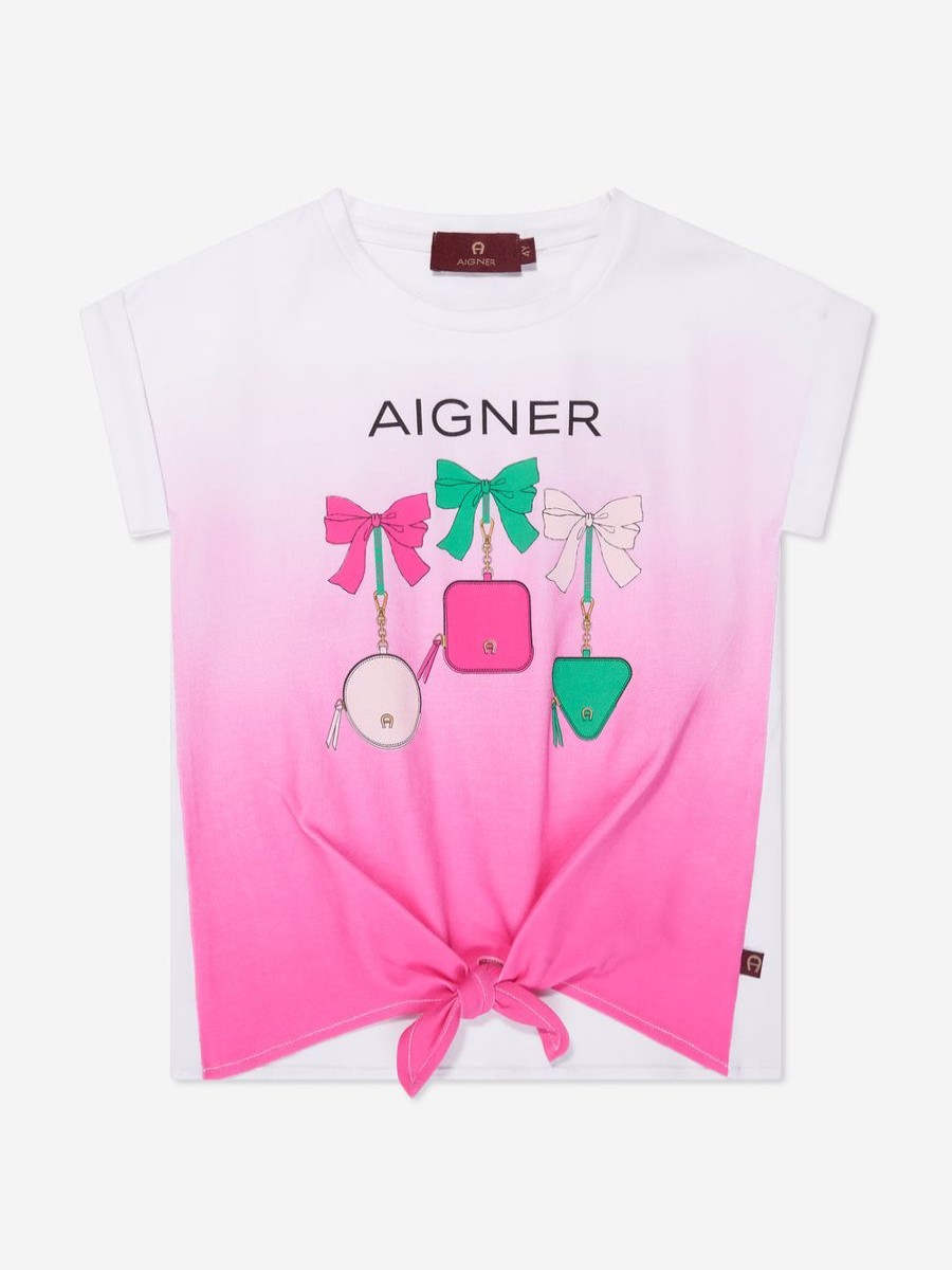 Girls Aigner Tops & T-Shirts | Girls Tie Front T-Shirt In Pink