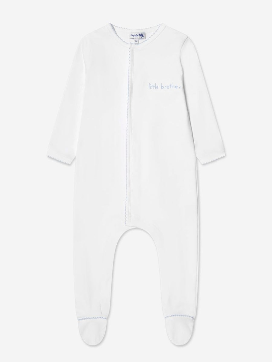 Boys Magnolia Baby Babygrows & Rompers | Baby Boys Little Brother Babygrow In White