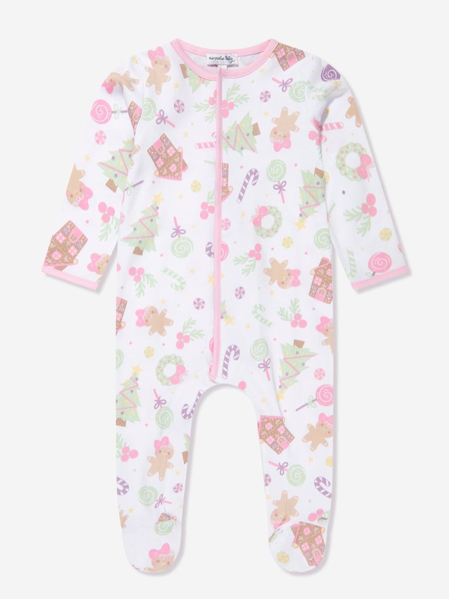 Girls Magnolia Baby Babygrows & Rompers | Baby Girls Sweet Gingerbread Babygrow In Pink