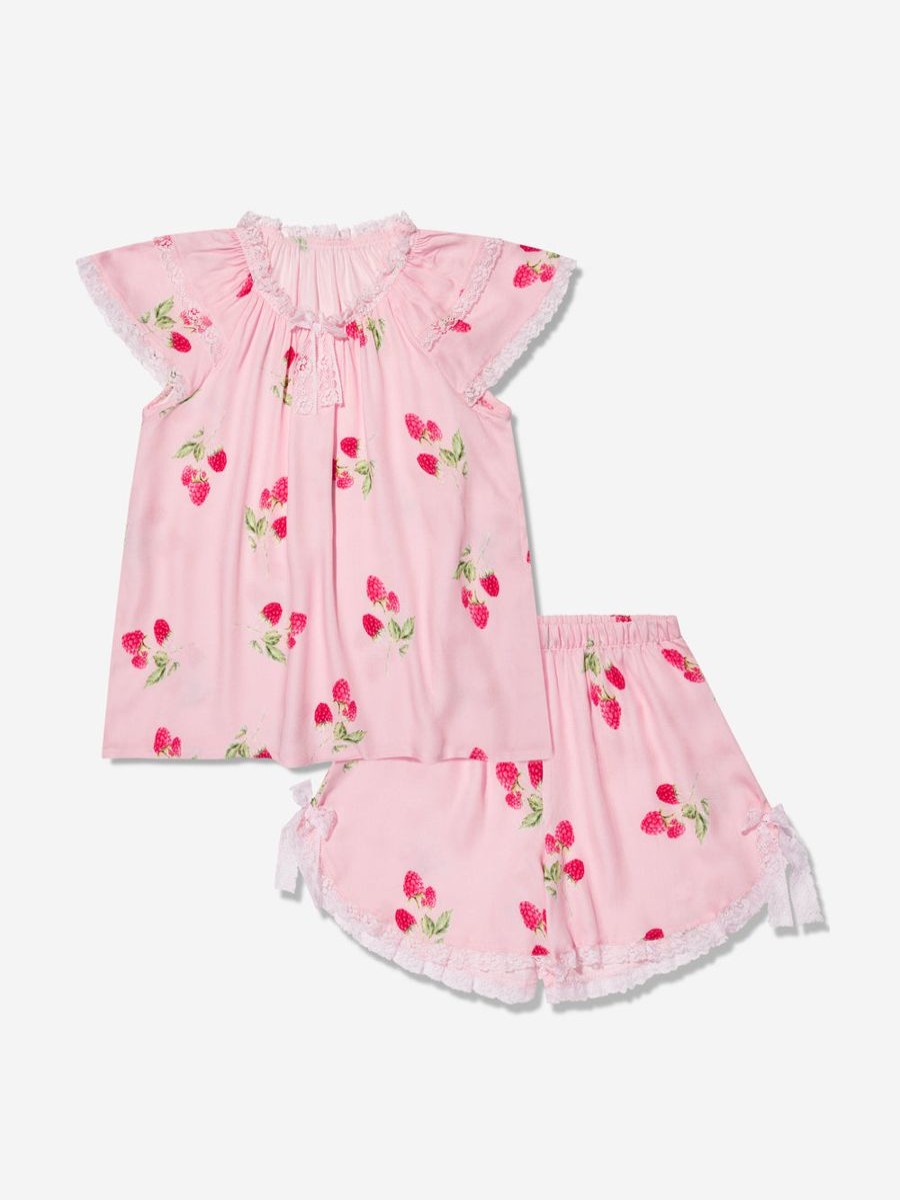 Girls Amiki Children Nightwear & Pyjamas | Girls Eliana Raspberry Print Short Pyjama Set In Pink