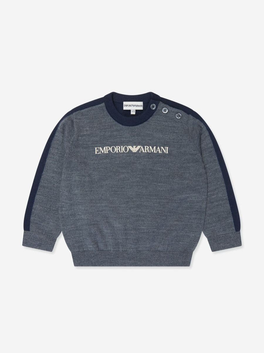 Boys Emporio Armani Jumpers & Cardigans | Baby Boys Wool Jumper In Grey