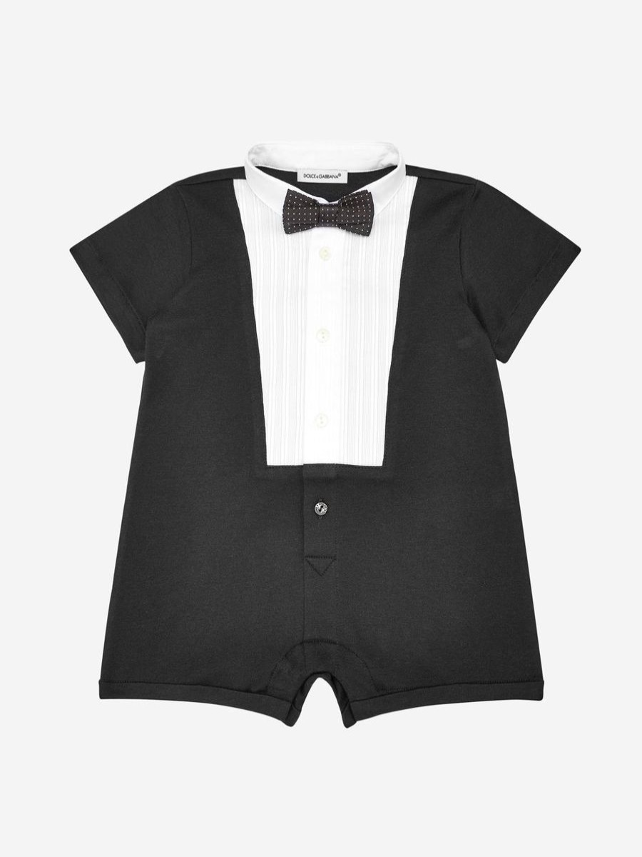 Boys Dolce & Gabbana Kids Babygrows & Rompers | Dolce & Gabbana Kids - Baby Boys Cotton Tuxedo Shortie | Childsplay Clothing