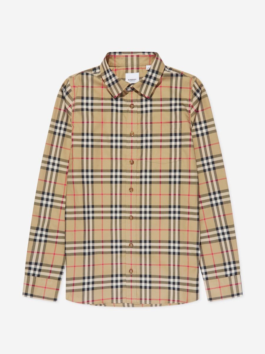 Boys Burberry Kids Shirts | Boys Owen Long Sleeve Check Shirt In Beige