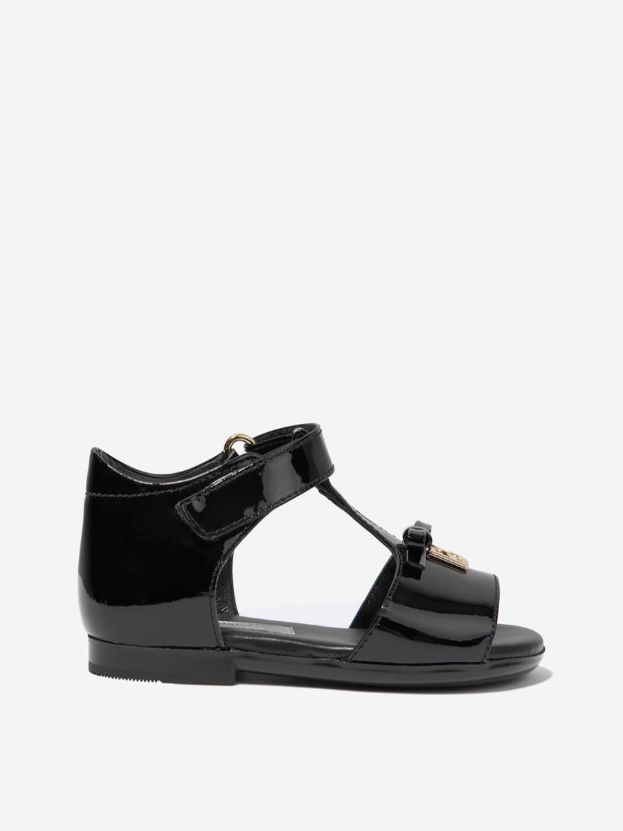 Baby Dolce & Gabbana Kids Shoes | Dolce & Gabbana Kids - Girls Patent Leather Sandals In Black | Childsplay Clothing