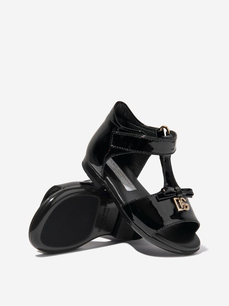 Baby Dolce & Gabbana Kids Shoes | Dolce & Gabbana Kids - Girls Patent Leather Sandals In Black | Childsplay Clothing