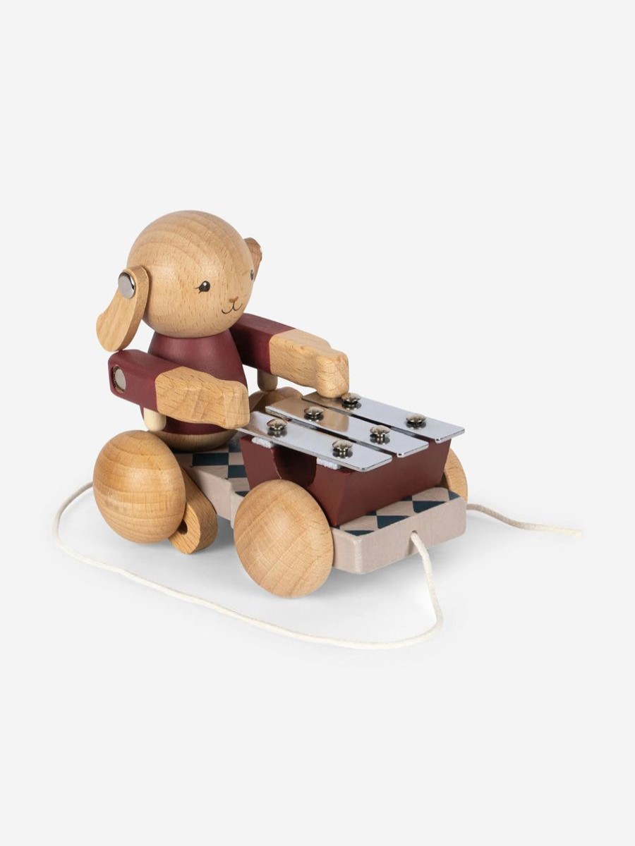 Baby Konges Slojd Toys | Baby Wooden Pull Bunny Music Toy In Multicolour