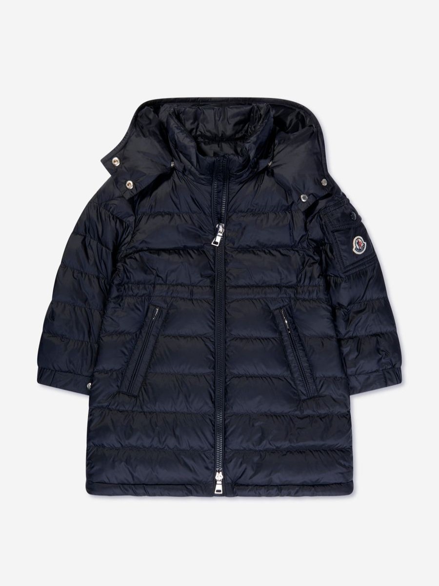 Girls Moncler Enfant Coats & Jackets | Girls Down Padded Meillon Long Parka In Navy