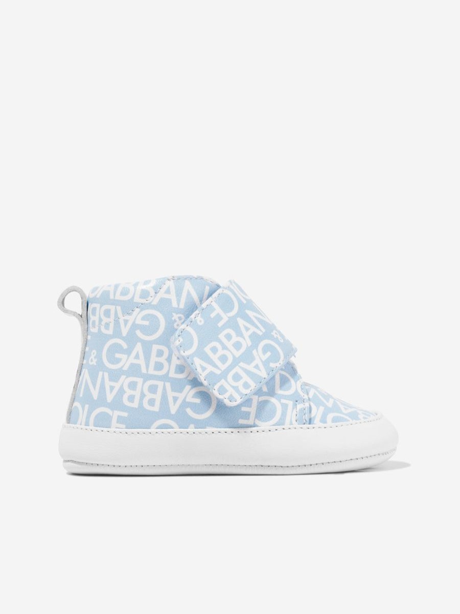 Baby Dolce & Gabbana Kids Shoes | Baby Boys Leather Logo Pre-Walkers In Blue