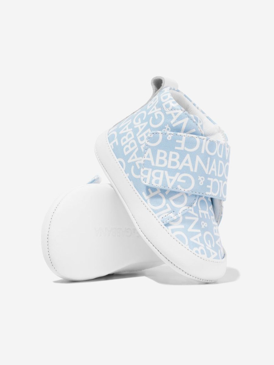 Baby Dolce & Gabbana Kids Shoes | Baby Boys Leather Logo Pre-Walkers In Blue