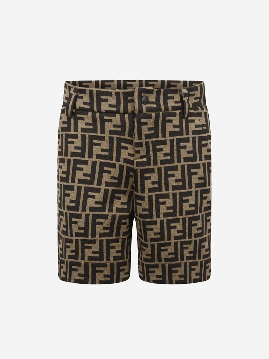 Boys Fendi Kids Trousers | Fendi Kids - Baby Boys Ff Logo Trousers In Brown | Childsplay Clothing