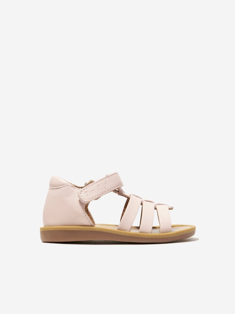 Baby Pom D'Api Shoes | Girls Leather Poppy Strap Sandals In Pink