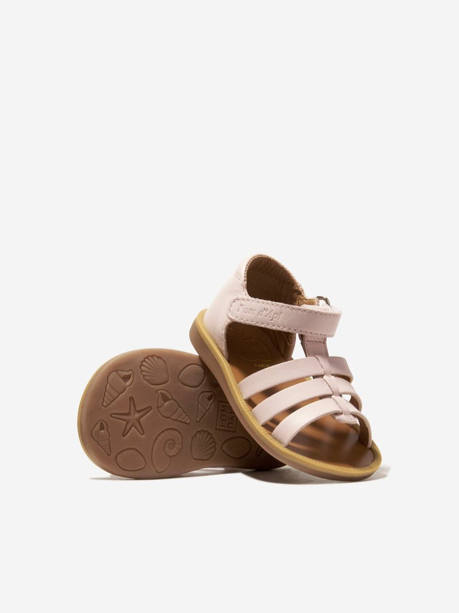 Baby Pom D'Api Shoes | Girls Leather Poppy Strap Sandals In Pink