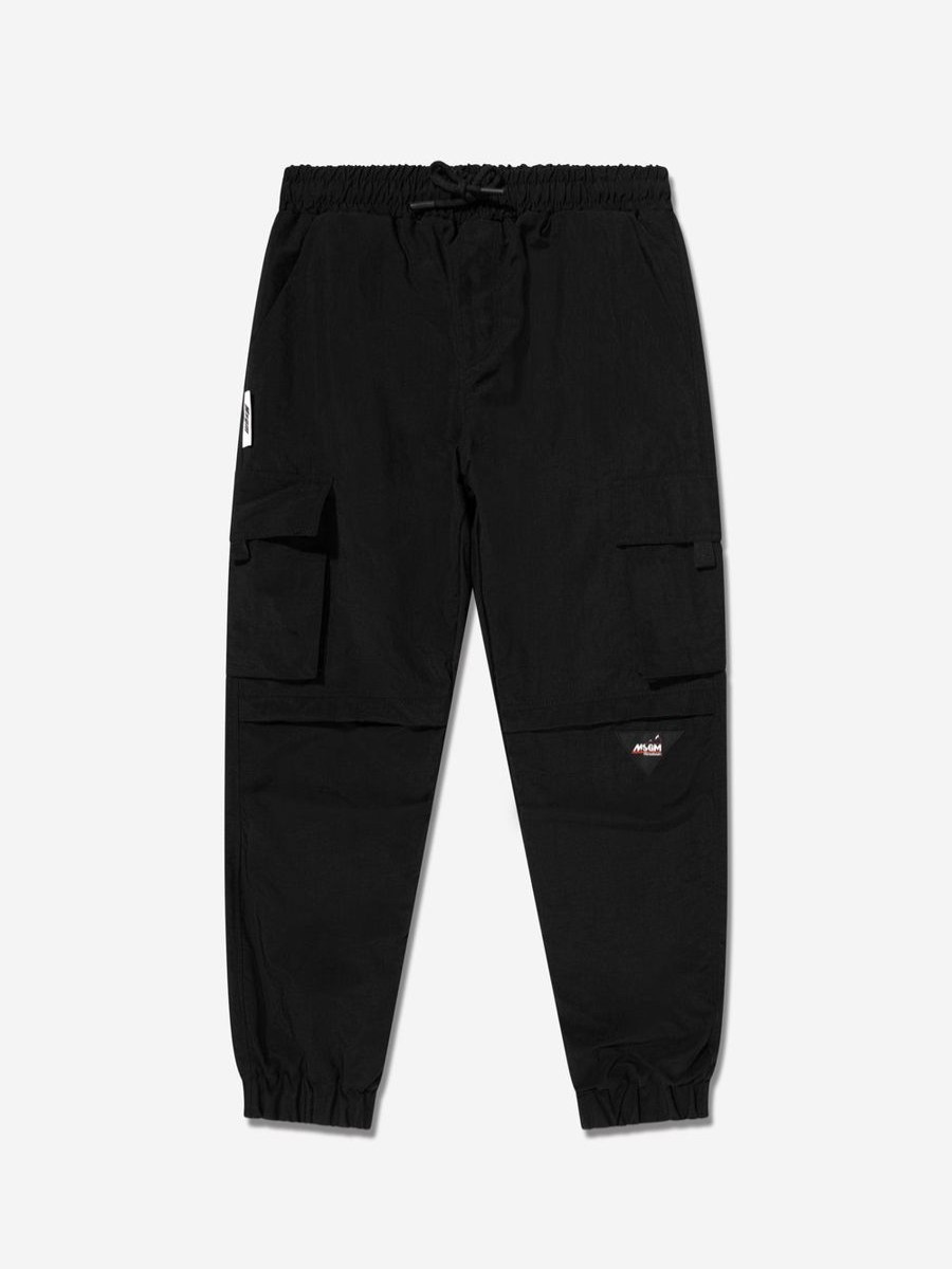 Boys MSGM Trousers | Boys Cargo Pants In Black