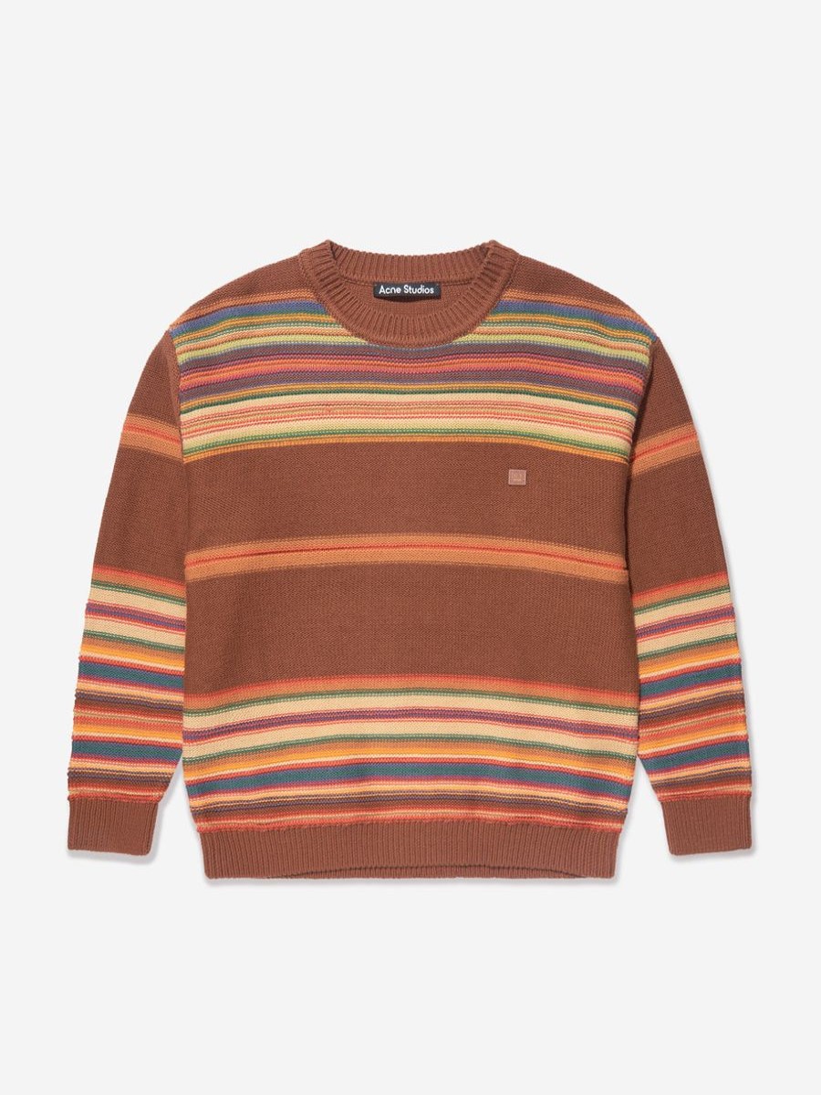 Boys Acne Studios Jumpers & Cardigans | Kids Striped Jumper In Brown