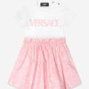 Baby Versace Dresses | Baby Girls Barocco Logo Jersey Dress In Pink