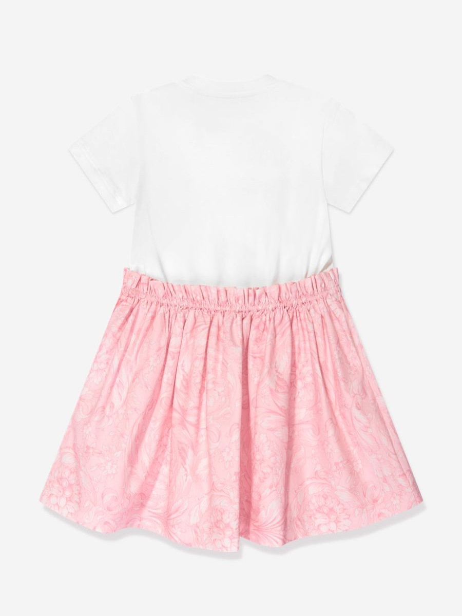 Baby Versace Dresses | Baby Girls Barocco Logo Jersey Dress In Pink