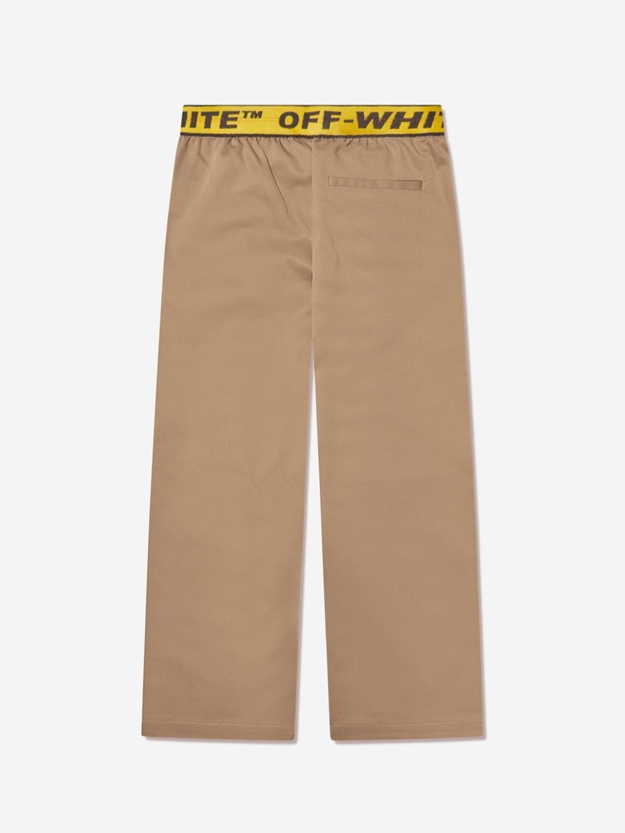 Boys Off-White Trousers | Boys Logo Industrial Chino Trousers In Beige