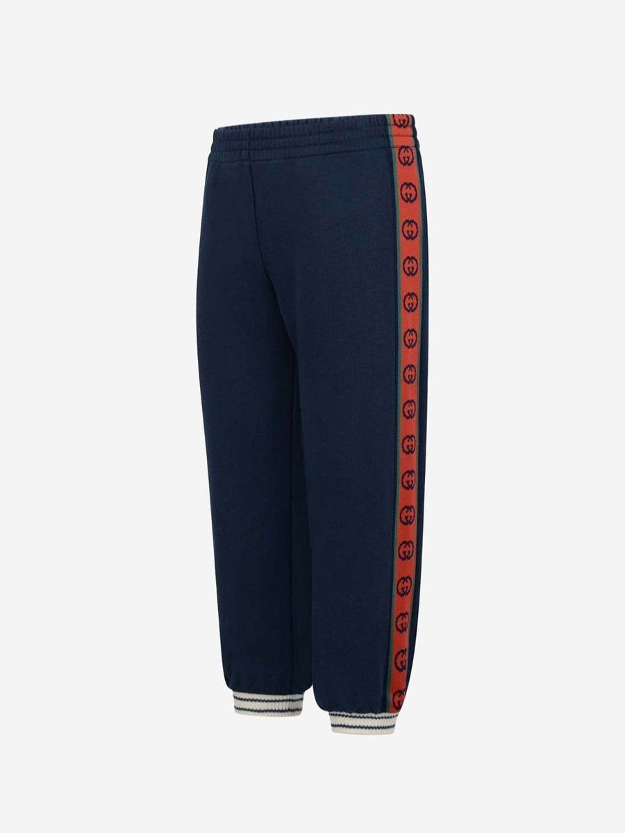 Boys Gucci Kids Trousers | Gucci Boys Joggers - Cotton Gg Trim Joggers