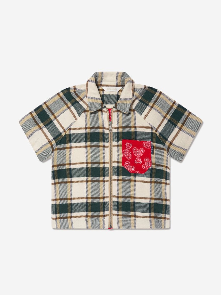 Boys Palm Angels Shirts | Boys Check Bears Paisley Shirt In Green