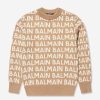 Boys Balmain Jumpers & Cardigans | Boys Wool Mix Knit Jumper In Brown