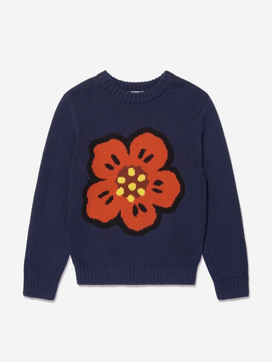 Boys KENZO KIDS Jumpers & Cardigans | Boys Boke Flower Knitted Jumper In Navy