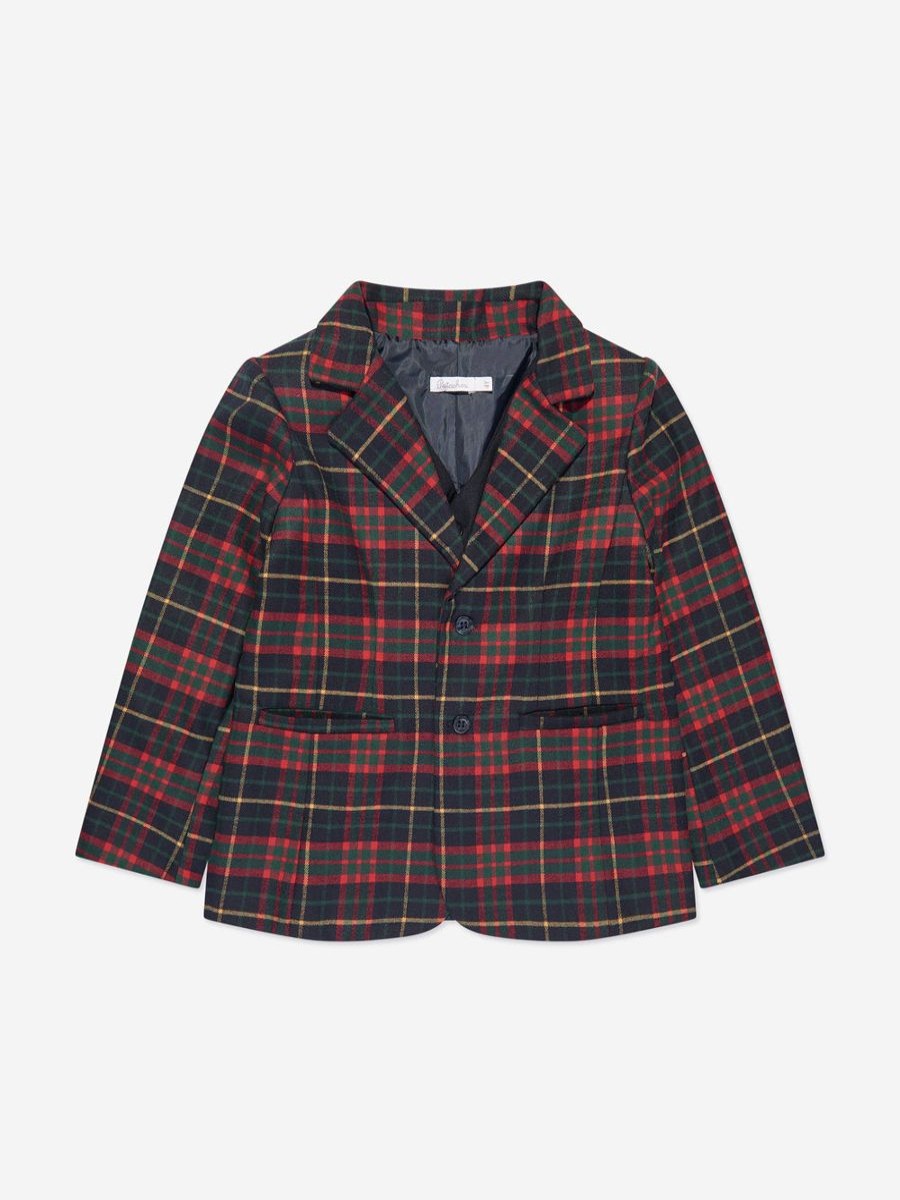 Boys Patachou Coats & Jackets | Boys Tartan Blazer In Navy