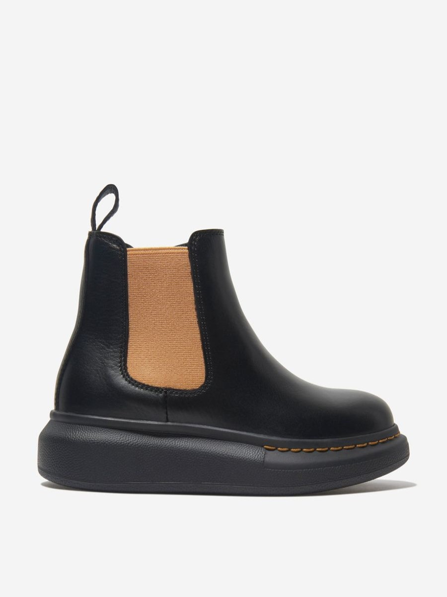 Teen Alexander McQueen Footwear | Alexander Mcqueen - Kids Leather Chunky Chelsea Boots | Childsplay Clothing