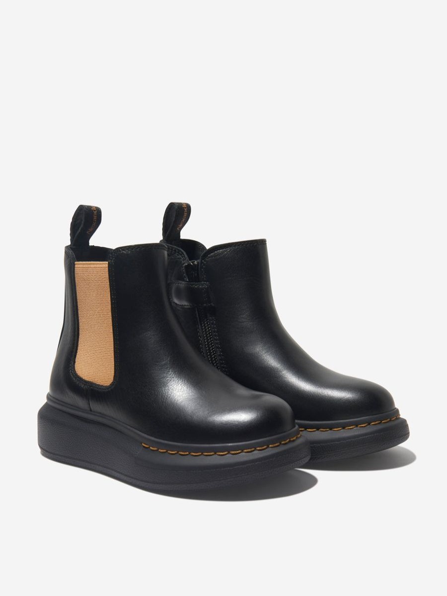 Teen Alexander McQueen Footwear | Alexander Mcqueen - Kids Leather Chunky Chelsea Boots | Childsplay Clothing