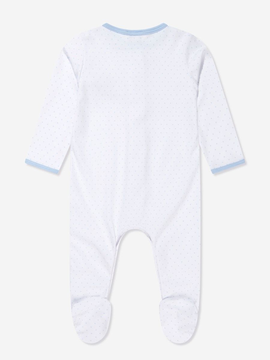 Boys Magnolia Baby Babygrows & Rompers | Baby Boys Dinoland Embroidered Babygrow In White