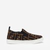 Teen Fendi Kids Footwear | Fendi Kids - Unisex Ff Logo Slip On Trainers | Childsplay Clothing